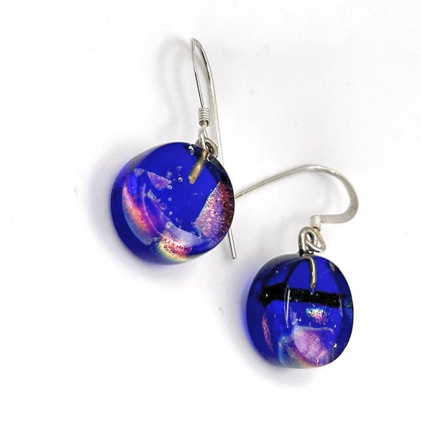 Boucles d'Oreilles en Verre - Violet Irisé - Cadeau Femme