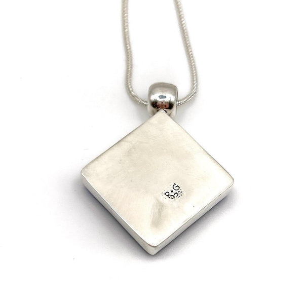 Pendentif en argent massif et verre fusionné - Collier Bleu - Cadeau Femme Saint Valentin