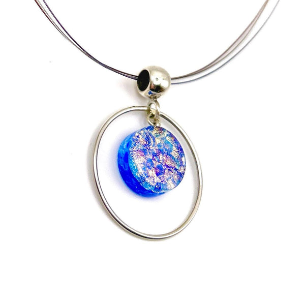Collier Artisanal en Verre Dichroïque – Pendentif Cercle Coloré, Idée Cadeau Femme