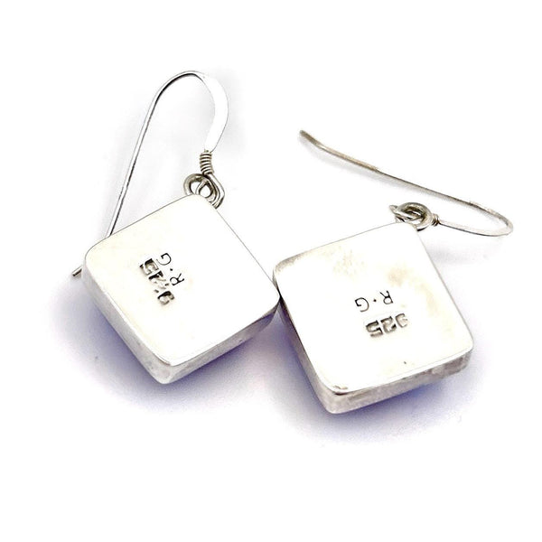 Boucles d'Oreilles en Verre - Violet et Bleu Irisé - Cadeau Femme