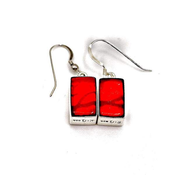 Magnifique Boucles d’oreilles en verre et argent massif - Multicolore - Idée cadeau Fête des Mères