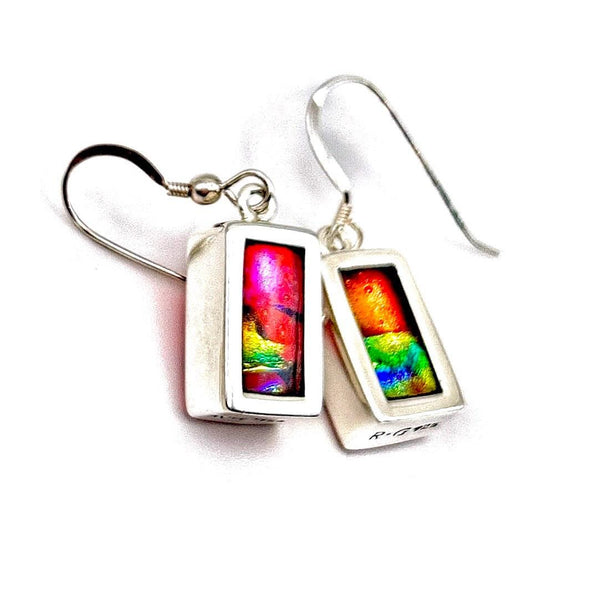 Magnifique Boucles d’oreilles en verre et argent massif - Multicolore - Idée cadeau Fête des Mères