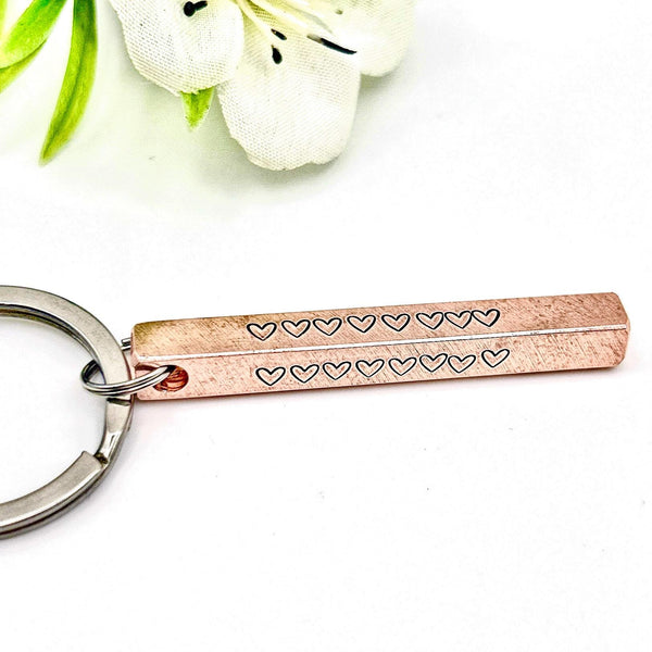 Cadeau personnalisé en cuivre – Porte clé en cuivre – Cadeau noces de cuivre (7 ans) ou pendaison de crémaillère