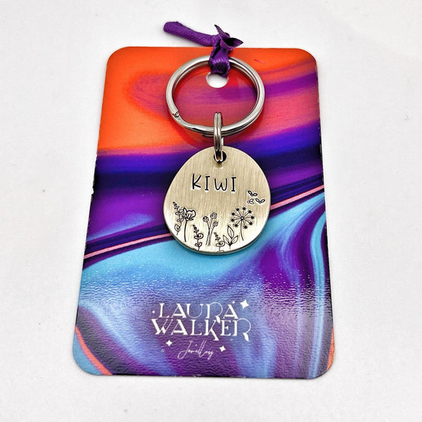 Médaille de Chien Personnalisée - Médaille en Laiton pour Chien - Fleurs et Nature