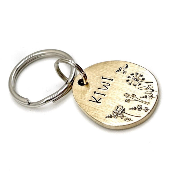 Médaille de Chien Personnalisée - Médaille en Laiton pour Chien - Fleurs et Nature