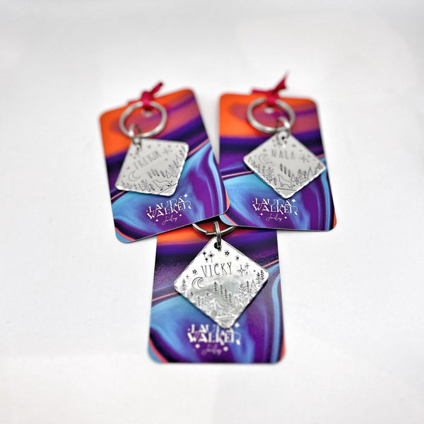Médaille Personnalisée pour Chien, Personnalisable, Forêt et Montagnes