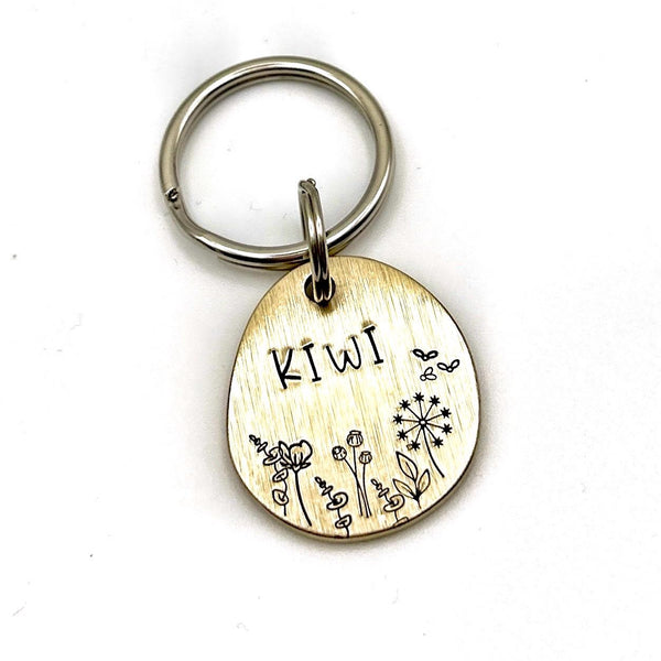 Médaille de Chien Personnalisée - Médaille en Laiton pour Chien - Fleurs et Nature