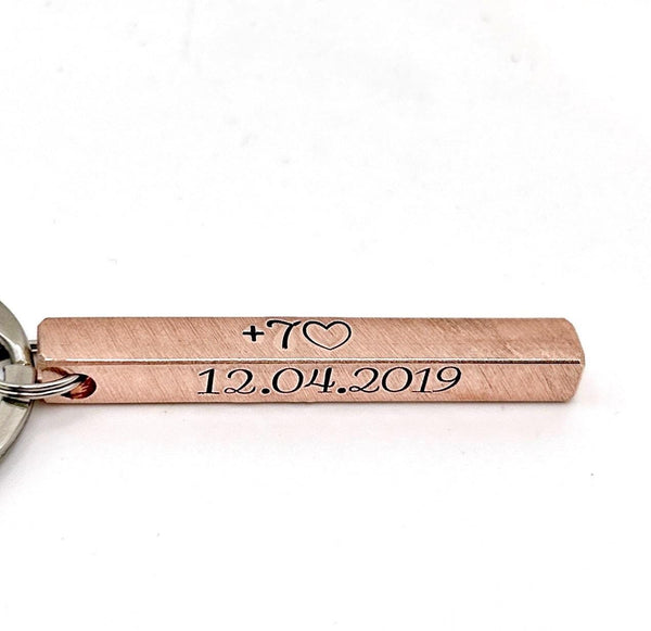 Cadeau personnalisé en cuivre – Porte clé en cuivre – Cadeau noces de cuivre (7 ans) ou pendaison de crémaillère