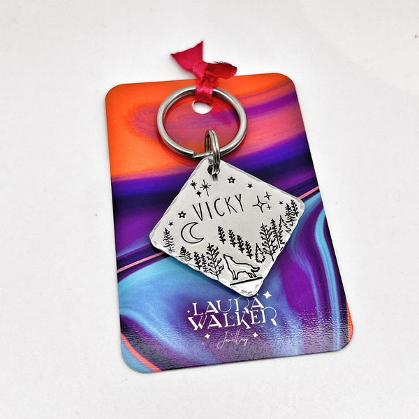 Médaille Personnalisée pour Chien, Personnalisable, Forêt et Montagnes