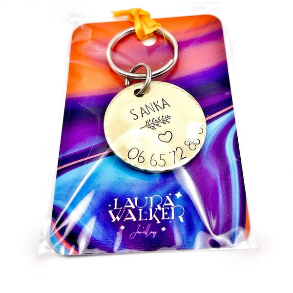 Médaillon d'identité Chien, Médaillon Personnalisé, Laiton, Médaille Ronde