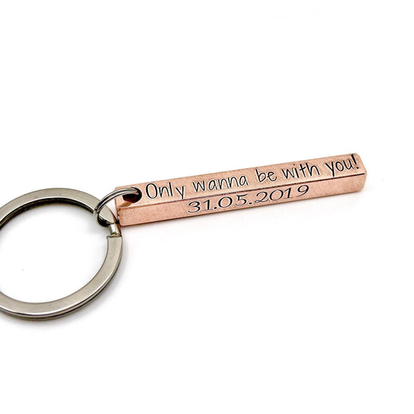 Cadeau personnalisé en cuivre – Porte clé en cuivre – Cadeau noces de cuivre (7 ans) ou pendaison de crémaillère