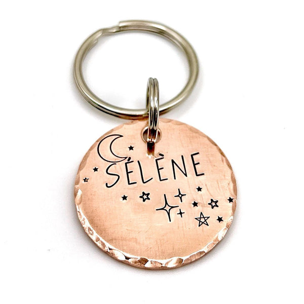 Médaille Personnalisée pour Chien, Médaillon Or Chien, Lune et Étoiles