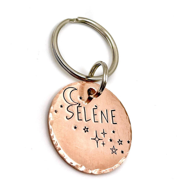 Médaille Personnalisée pour Chien, Médaillon Or Chien, Lune et Étoiles