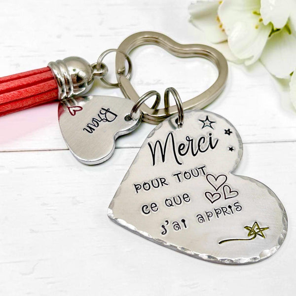 Idée Cadeau Maîtresse - Porte Clé Maîtresse - Merci pour tout ce qui j'ai appris