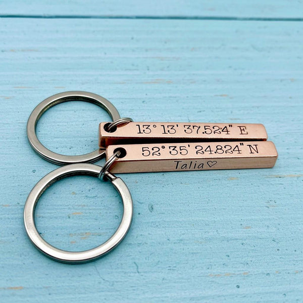 Cadeau personnalisé en cuivre – Porte clé en cuivre – Cadeau noces de cuivre (7 ans) ou pendaison de crémaillère