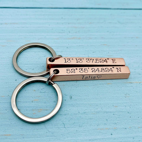 Cadeau personnalisé en cuivre – Porte clé en cuivre – Cadeau noces de cuivre (7 ans) ou pendaison de crémaillère