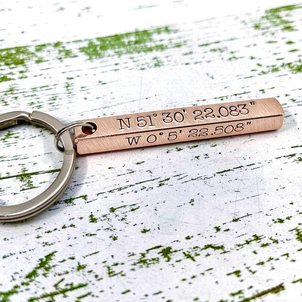 Coordinates Keyring Keychain, GPS Keyring Keychain, Longitude Latitude, Gift for Husband, Wife, Anniversary