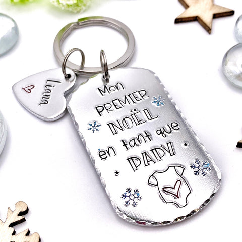 Copy of Cadeau Papy Premier Noël, Porte Clé Papy Noël, Premier Noël Papy, Nouveau Papy Cadeau Noël