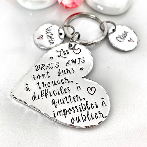 Porte Clé Coeur 'Les Vrais Amis'
