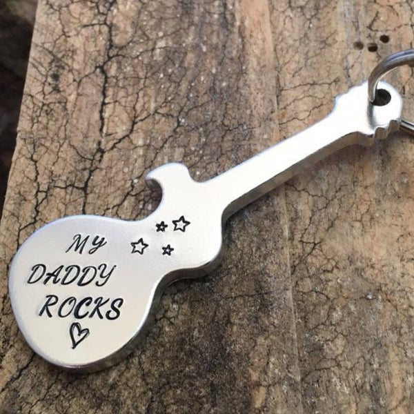 Stamped Guitar Bottle Opener 'My Daddy Rocks'