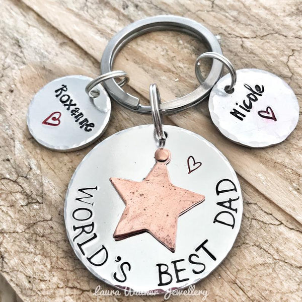 Hand Stamped Keychain Dad 'This Dad Belongs to'