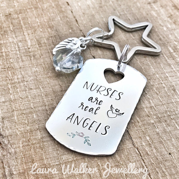 Nurses are Real Angels Keychain, Gift for Nurse