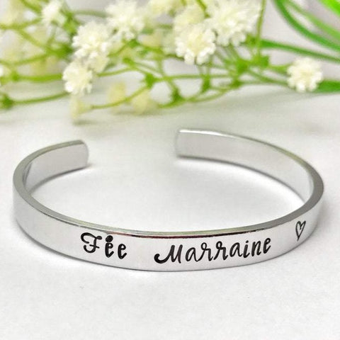 Bracelet Marraine, Jonc Gravé 'Fée Marraine'