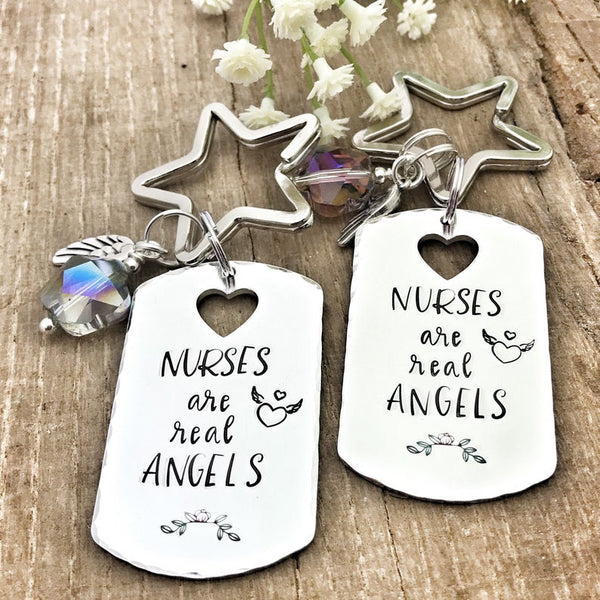 Nurses are Real Angels Keychain, Gift for Nurse