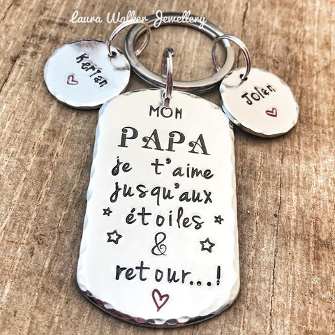 Porte Clé Papa 'Je t'aime à la lune'