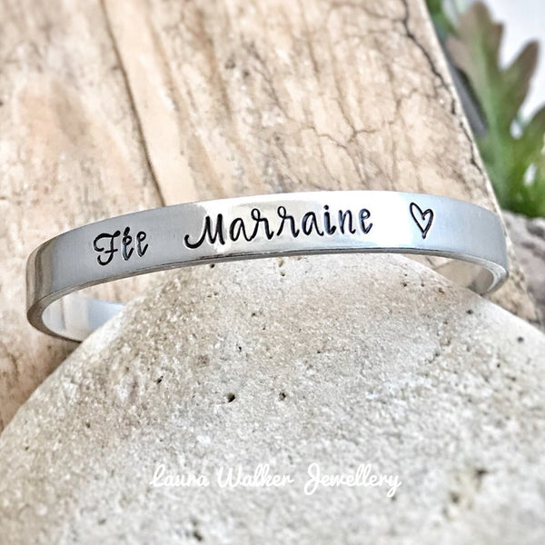 Bracelet Marraine, Jonc Gravé 'Fée Marraine'