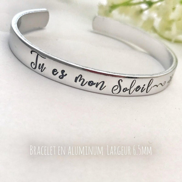 Bracelet Message Gravé 'Tu es mon soleil'