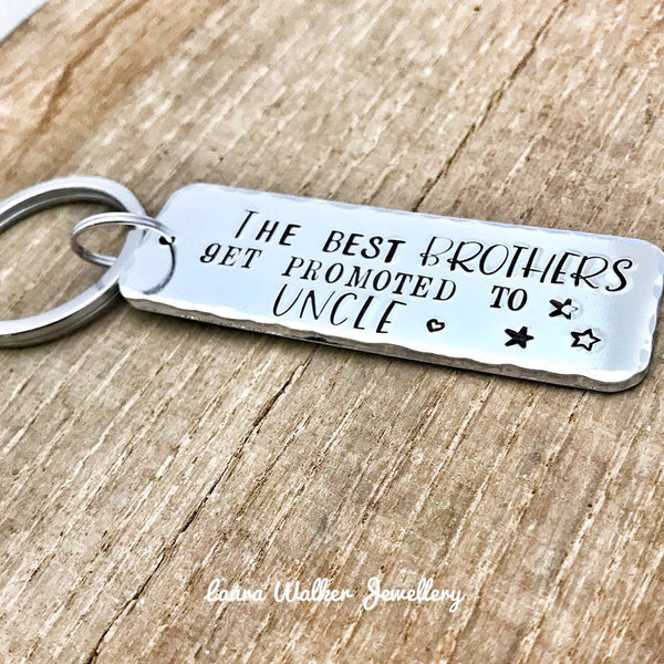 Hand Stamped New Uncle Keychain