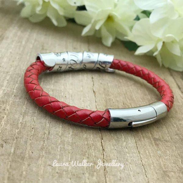 Ladies Scroll Bracelet, Ladies Secret Message Leather Bracelet