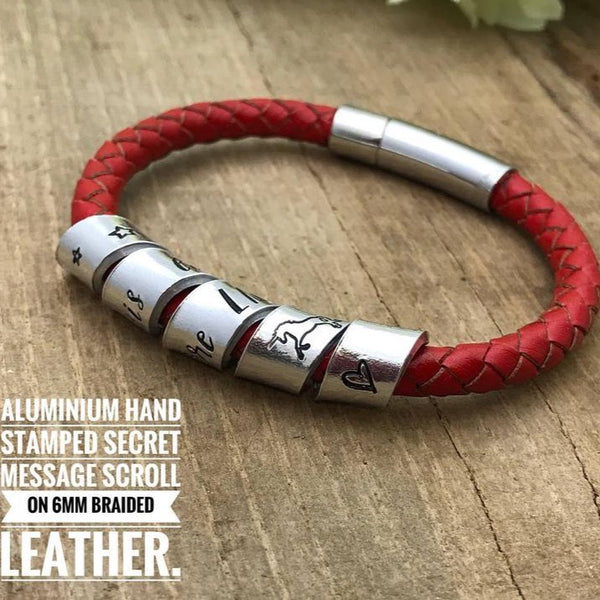 Ladies Scroll Bracelet, Ladies Secret Message Leather Bracelet