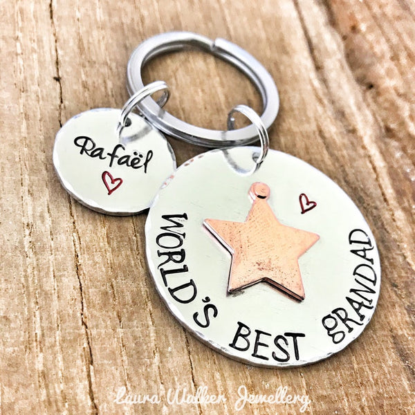 Hand Stamped Keychain Dad 'This Dad Belongs to'