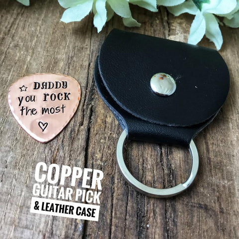 Copper Guitar Pick, 'Daddy You Rock the Most'