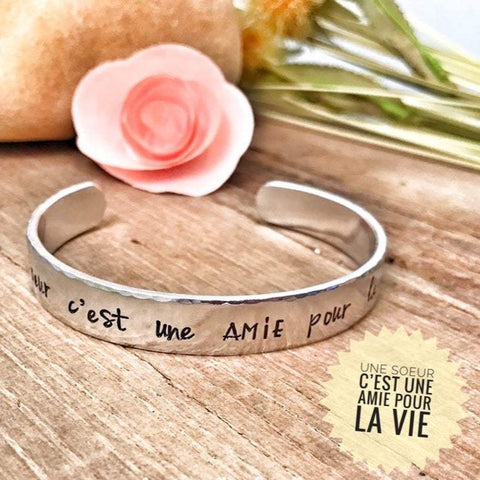 Bijoux Soeur, Bracelet Gravé 'une soeur c'est une amie pour la vie'