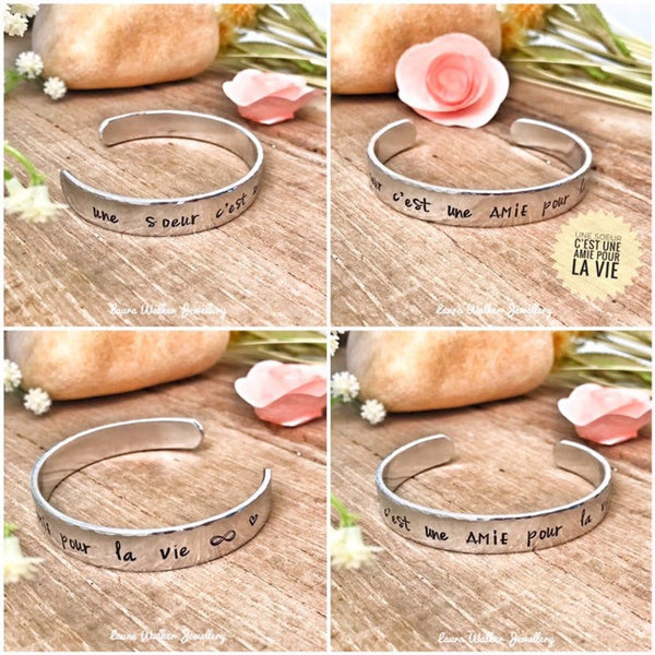 Bijoux Soeur, Bracelet Gravé 'une soeur c'est une amie pour la vie'