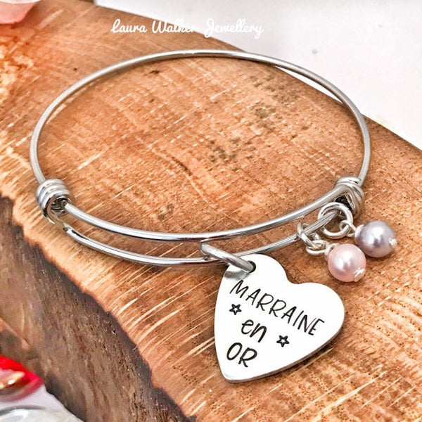 ❤️ Idée Cadeau Marraine, Bracelet Personnalisé Marraine , Bijoux Marraine en Or, Demande Marraine ❤️