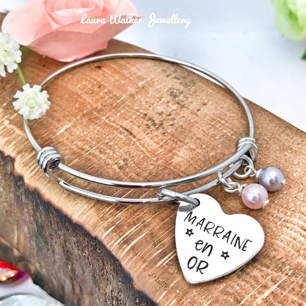 ❤️ Idée Cadeau Marraine, Bracelet Personnalisé Marraine , Bijoux Marraine en Or, Demande Marraine ❤️