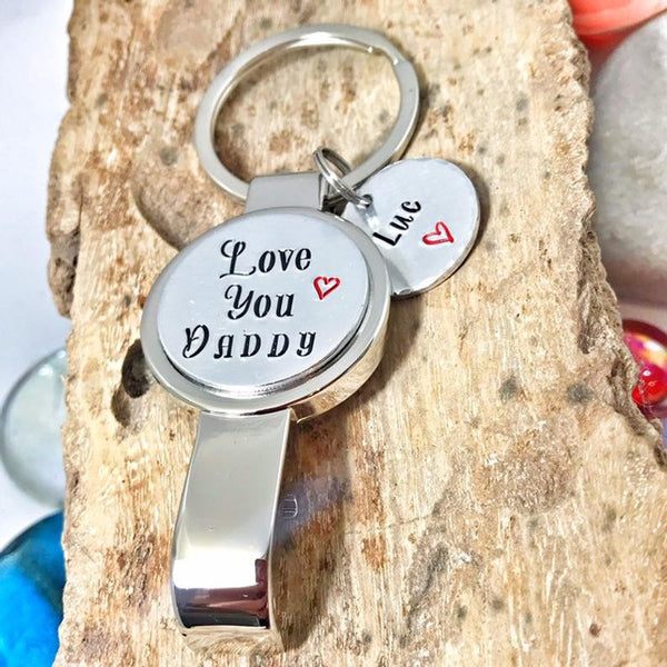 Hand Stamped Bottle Opener 'I Love You Daddy'