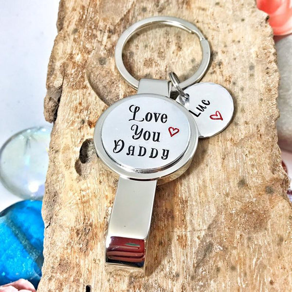 Hand Stamped Bottle Opener 'I Love You Daddy'
