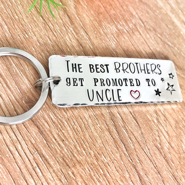 Hand Stamped New Uncle Keychain