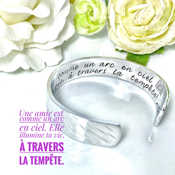 Bracelet Jonc Citation Amitié, Arc en Ciel